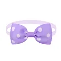 Adjustable purple polka dot pet bowtie collar made of premium ribbed ribbon for cats and dogs - Purple with White Dots (BT010-15)