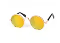 Trendy pet sunglasses with round golden reflective lenses and rose gold frame - Gold Frame Gold Mirror Lens