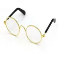 Creative miniature gold round frame pet glasses for cats and small dogs fashion accessory - Gold Frame White Lens