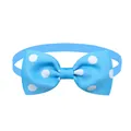 Light blue pet bow tie collar with white polka dots for dogs and cats decorative accessory - Sky Blue with White Dots (BT010-19)