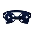 Navy blue polka dot pet bow tie collar with adjustable ribbed strap for dogs and cats - Dark Blue with White Dots (BT010-18)