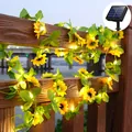 Solar-powered LED sunflower vine lights for outdoor garden and patio fence decoration - Sunflower Copper Wire String Light / Solar 10m 100 LEDs [Warm Light]