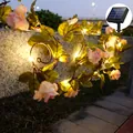 Solar-powered pink rose vine lights for outdoor garden decoration with warm LED - Champagne Rose / Solar 10m 100 LEDs [Warm Light]