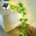 Solarbetriebene Monstera-Blatt-LED-Lichterkette für die Außendekoration im Garten - Fensterblatt Kupferdraht Lampe / Batteriemodell 2m 20 LEDs [Warmlicht]