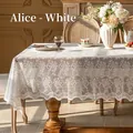 Elegant white French lace tablecloth with hollow out flower pattern for rectangle tables - 140x140cm / Alice Series - White