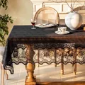 Elegante tovaglia rettangolare in pizzo francese nero per la casa - 140x140cm / Serie Alice - Nero