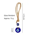 Handmade Turkish glass evil eye hanging ornament with natural hemp rope for protection - 3# Style / 3cm