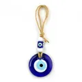 Handmade Turkish glass evil eye pendant with rustic hemp rope hanging ornament - 6# Style / 6cm