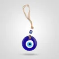 Ciondolo Occhio del Male in vetro blu con corda di canapa per arredamento casa. - Stile 8# / 8cm