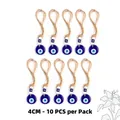 Set di 10 pendenti Evil Eye in vetro blu turco con anelli in corda di canapa naturale. - Stile 4# / Confezione da 10