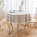 Elegante runde Tischdecke aus Leinenimitat mit feiner Spitze für den Esstisch. - Nicht wasserdichter Spitzenstil / 90cm (Empfohlen für Tische bis 50cm) / Kaffee-Leinen