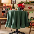 Dark green round tablecloth with elegant ruffled edges for small circular tables - Dark Green
