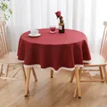 Elegante runde rote Tischdecke mit Spitze, wasser- und ölabweisend, im Leinenstil - Spitzenrüschen-Stil / 90cm (Empfohlen für runde Tische innerhalb von 50cm) / Rot