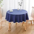 Hochwertige runde Tischdecke in Marineblau mit Spitze, wasserdichtes Leinenimitat - Wasserdichter Spitzenstil / 90cm (Empfohlen für runde Tische innerhalb von 50cm) / Dunkelblau