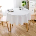 Elegante weiße runde Tischdecke mit feinem Spitzenrand für den Esstisch zu Hause - Nicht wasserdichter Spitzenstil / 90cm (Empfohlen für runde Tische innerhalb von 50cm) / Weiß