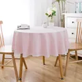 Elegante rosa runde Tischdecke mit zartem weißem Spitzenrand, wasserfester Kunstleinenstoff - Nicht wasserdichter Spitzenstil / 90cm (Empfohlen für Tische bis 50cm) / Rosa