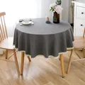 Graue runde Tischdecke mit Spitzenbordüre, Leinenoptik für den Esstisch geeignet - Nicht wasserdichter Spitzenstil / 90cm (Empfohlen für runde Tische innerhalb von 50cm) / Dunkelgrau