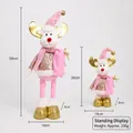 Bambola di renna di Natale di peluche estensibile con paillettes rosa e dettagli dorati - Renna Rosa Medio / 59CM Telescopico