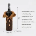Festive Christmas burlap wine bottle cover featuring faux fur collar and bowknot detail - Grey Stripe