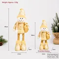 Vintage gold plaid fabric Christmas snowman doll with adjustable telescopic legs and height details - Small Champagne Snowman / 44CM Telescopic