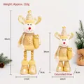 Gold checkered retractable Christmas reindeer plush ornament with long legs, 44cm - Small Champagne Reindeer / 44CM Telescopic