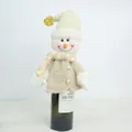 Copribottiglia di vino a pupazzo di neve in peluche con sciarpa per tavola natalizia - Pupazzo di Neve