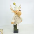 Copribottiglia di vino renna in peluche con corna dorate e giacca in pile crema - Modello alce