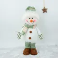 Lindo muñeco de nieve de Navidad telescópico con gorro de punto verde y bufanda - Figura Telescópica de Cuadros de Navidad - Estilo Sombrero Redondo
