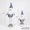 Blue plaid telescopic Christmas gnome standing plush doll with measurement labels - Medium Blue Santa Claus / 56CM Telescopic