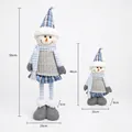 Vintage plaid retractable Christmas snowman plush doll with dimensions and weight - Medium Blue Snowman / 56CM Telescopic