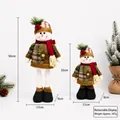 Retro plaid telescoping Christmas snowman standing plush decoration showing two height sizes - Plaid Pattern Snowman / Medium 50CM Telescopic