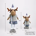 Retro plaid fabric telescoping Christmas reindeer doll with adjustable height standing legs - Medium Blue Reindeer / 56CM Telescopic