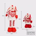 Red and white checkered fabric Christmas telescopic snowman doll with adjustable legs - Red Snowman / 50CM Telescopic