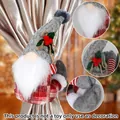 Ferma tenda natalizio a forma di gnomo in peluche rosso a quadri decorazione casa - Gnome-Grey Hat