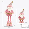 Pink plaid fabric retractable Santa Claus doll with long legs for Christmas decoration - Medium Pink Santa Claus / 60CM Telescopic