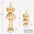Vintage gold checkered telescopic reindeer plush doll for Christmas decor - Medium Champagne Reindeer / 49CM Telescopic