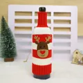 Copribottiglia di vino in maglia a righe con simpatica applicazione di renna in feltro - Reindeer