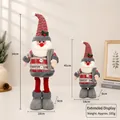 Telescopic Christmas Santa Claus plush doll with red plaid outfit and adjustable legs - Striped Santa Claus / Small 54CM Telescopic