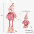 Telescopic pink plaid Christmas snowman doll decoration with long adjustable legs - Medium Pink Snowman / 60CM Telescopic