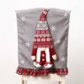 Festive grey Christmas chair cover featuring a red gnome with snowflakes and ruffles - 57cm*48cm*1cm / Gray