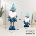 Blue plaid Christmas telescopic gnome doll with adjustable legs for holiday decor - Blue Snowflake Santa Claus / 54CM Telescopic