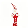 Bambola di Babbo Natale in peluche con lunghe gambe telescopiche e cappello a righe rosse - Babbo Natale