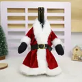 Copribottiglia di vino Babbo Natale festivo in velluto rosso e pelliccia bianca - Stile Abito