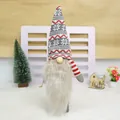 Copribottiglia di vino gnomo di Natale con cappello grigio a maglia e folta barba di peluche - Gnomo Senza Volto Stile C