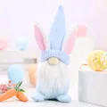 Soft blue knitted Easter gnome doll with cute rabbit ears and a long white beard - Light Blue