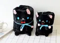 Cute black cat cartoon flannel throw blanket rolled for compact storage in two sizes - S / Black Cat