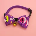Collier d'Halloween violet réglable avec nœud papillon motif citrouille et grelot - Crâne Violet