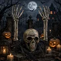 Paletti per teschi e braccia di scheletro di Halloween per decorazioni da giardino esterno - Teschio E Mani Verniciati