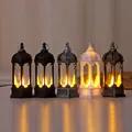 Detail of five vintage LED lanterns in various metallic finishes with warm light. - Retro Copper