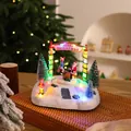 Festive glowing Christmas resin ornament with Santa and colorful LED lights - Seesaw Scene Style